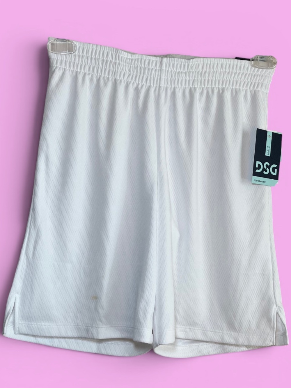 DSG Girls White 8" Basketball Shorts Size Large NWT